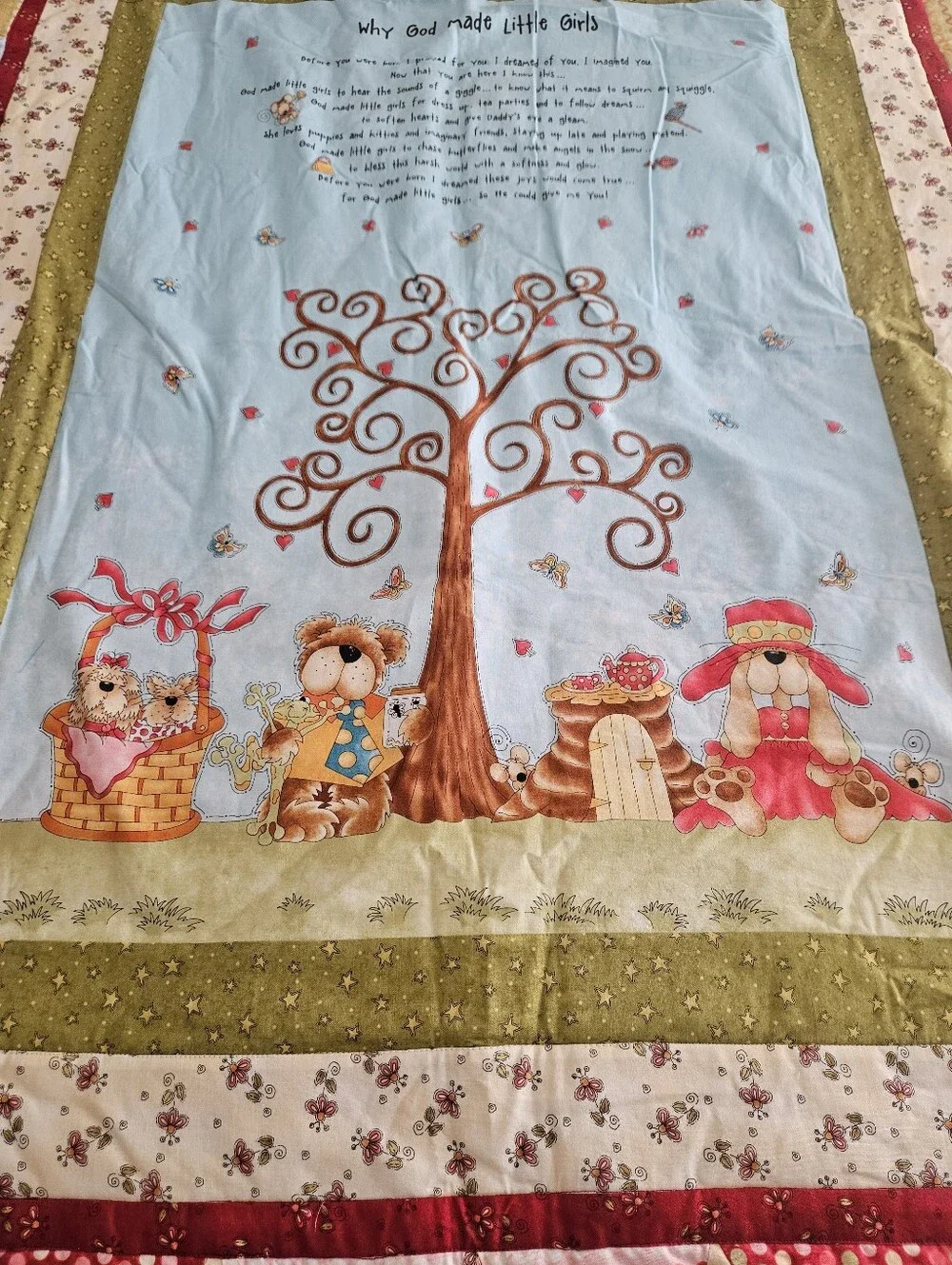 Handmade Why God Made Little Girls Patchwork Baby Quilt 42x51 New